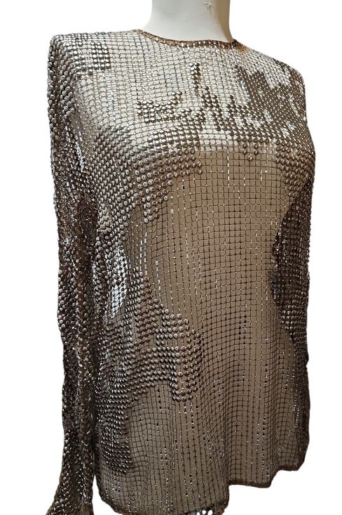 Ralph Lauren Purple Label Tops - Ralph Lauren Purple Label Maritza Blouse Mesh Studs Jewels Womens 2 Rhinestones